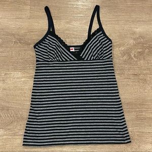 Striped Lace Trim Tank Top